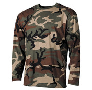 MFH US Woodland Camouflage T-shirt mit langen Ärmeln -100% Baumwolle -170 g/m²