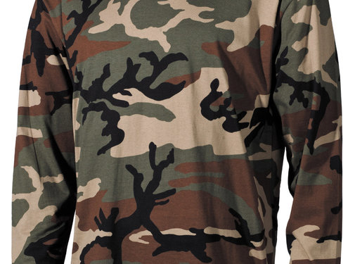 MFH US Woodland Camouflage t-shirt met lange mouwen -100% katoen -170 g/m²
