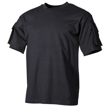 MFH MFH - T-shirt américain  -  manche courte  -  Noir  -  avec poches à manches