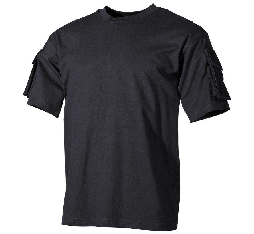MFH - T-shirt américain  -  manche courte  -  Noir  -  avec poches à manches