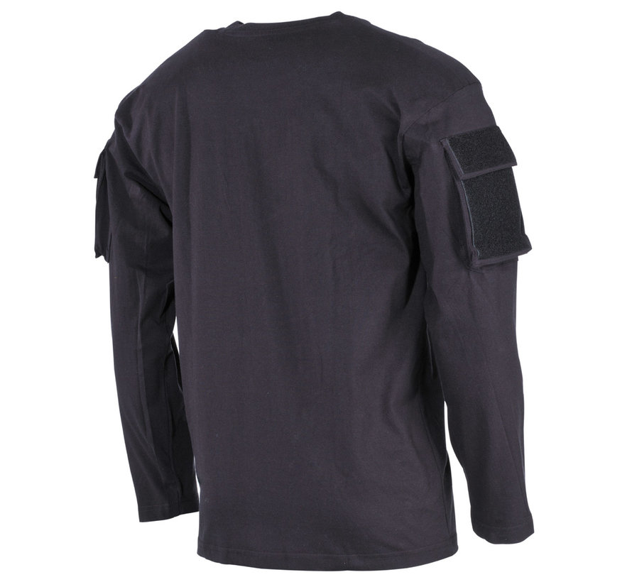 MFH - Chemise US  -  Manches longues  -  Noir  -  avec poches à manches