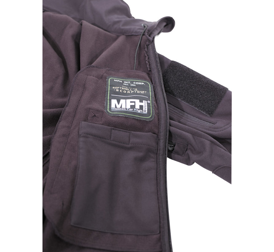 MFH High Defence - Veste Shell soft  -  "Scorpion"  -  Noir