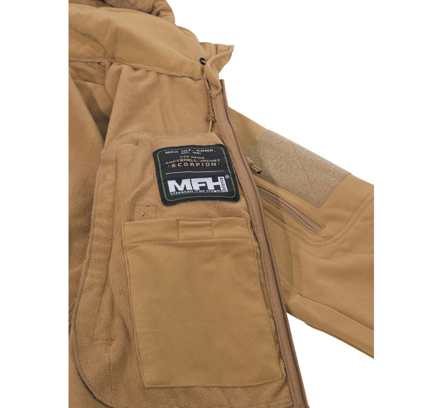 MFH High Defence - Zachte shell jas  -  "Scorpion"  -  Coyote tan