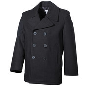 MFH MFH - Amerikaanse Pea Coat  -  Zwart  -  met zwarte knopen