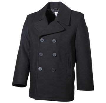 MFH MFH - Amerikaanse Pea Coat  -  Zwarte  -  met zwarte knoppen