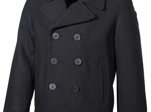 MFH MFH - Amerikaanse Pea Coat  -  Zwarte  -  met zwarte knoppen