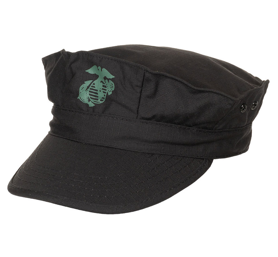 MFH - US Cap -  "USMC" -  Rip Stop -  schwarz -  Marine-Corps-Druck