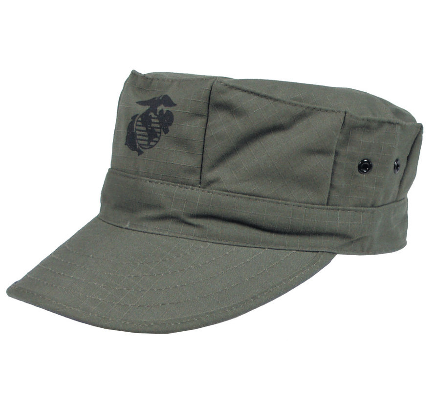 MFH - Casquette des États-Unis  -  "USMC"  -  Arrêt Rip  -  Olive  -  Impression du Corps des Marines