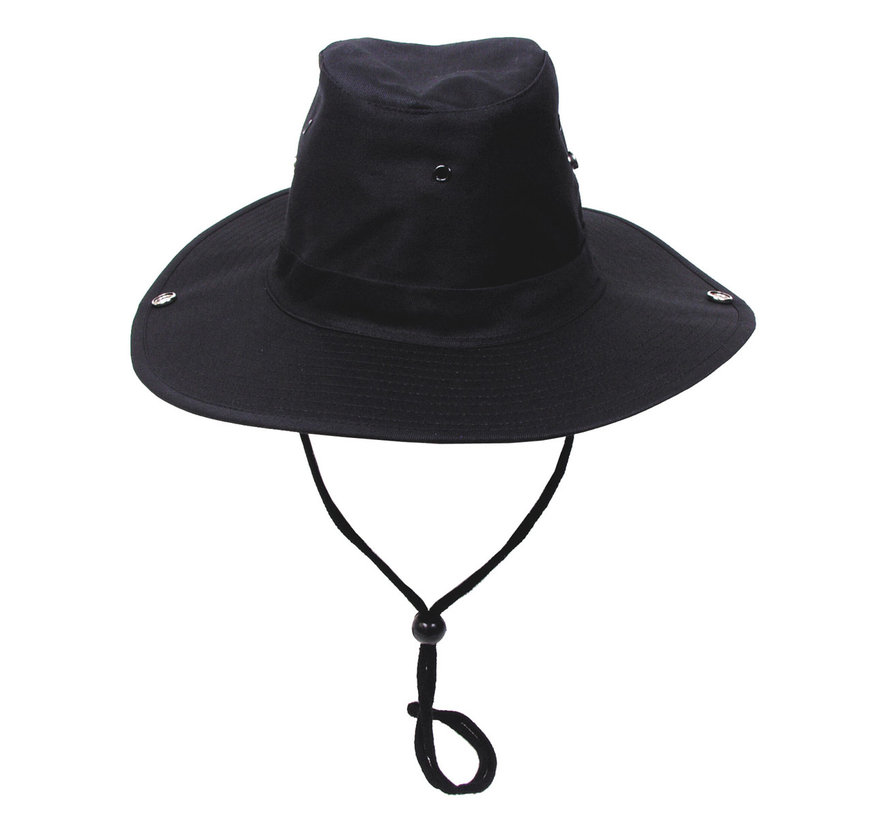 MFH - Buschhut Buschhut - Noir - avec bande de menton - à haut de gamme