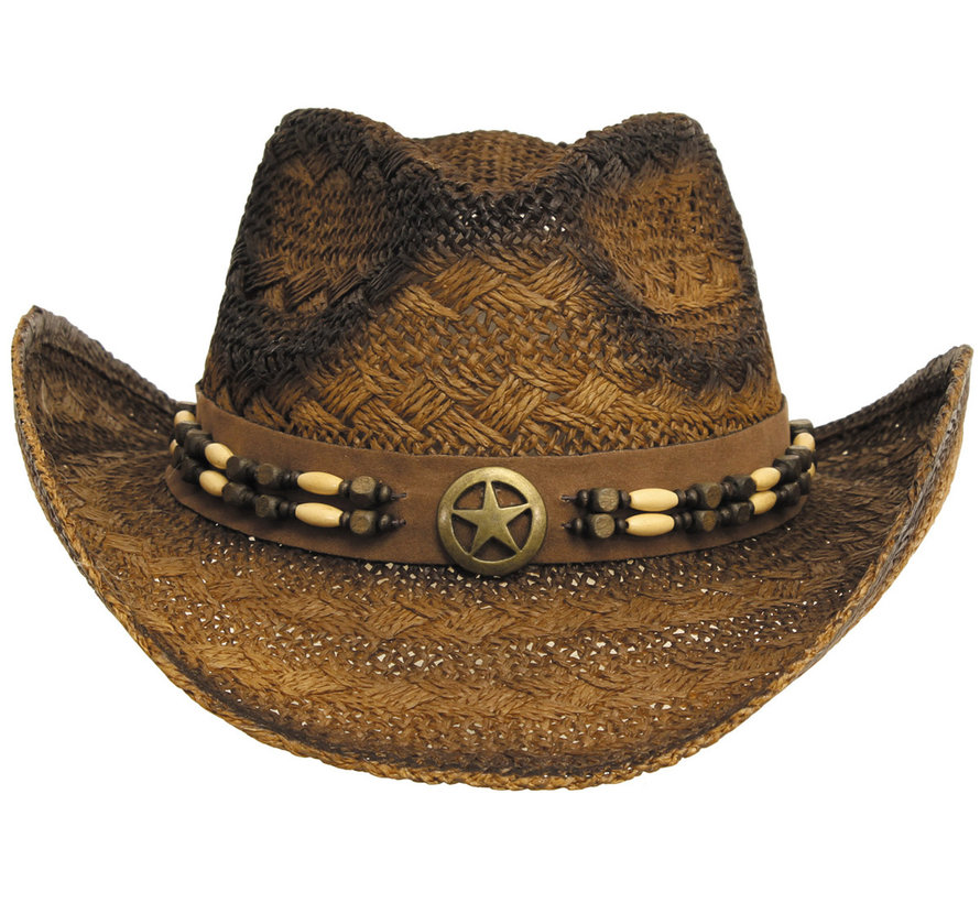 Fox Outdoor - Strohoed  -  "Tennessee"  -  met hoedenband  -  bruin-zwart