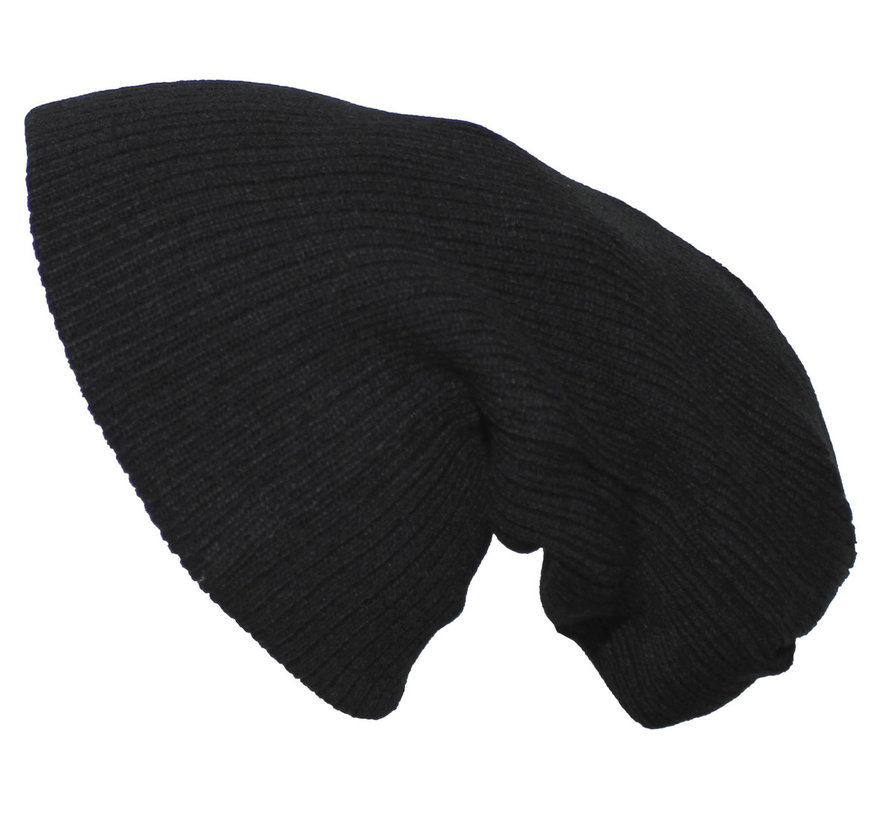 ProCompany - Gebreide hoed - "Beanie" - Zwarte - Rip - extra lang