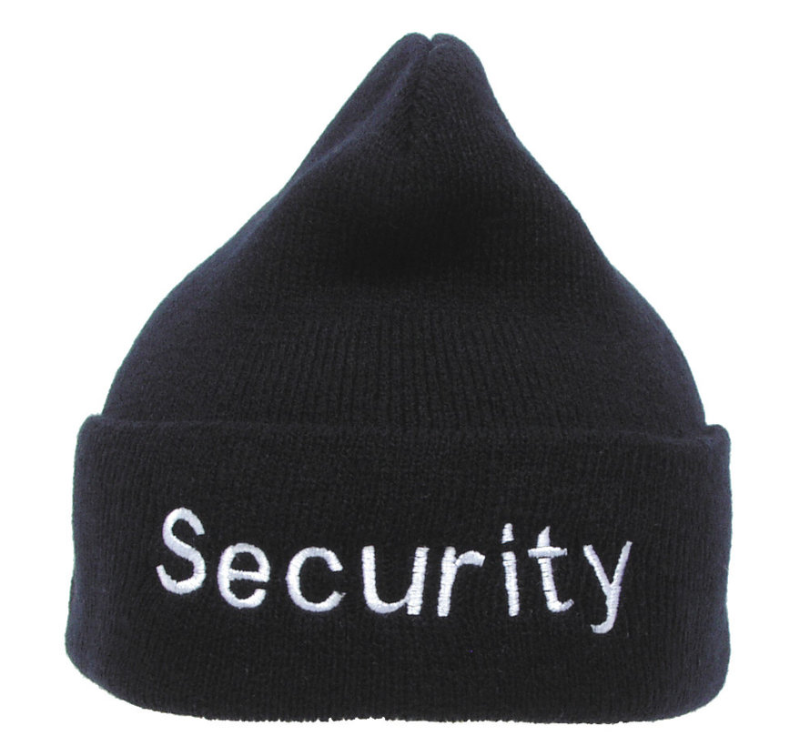 MFH - Rollmütze -  Polyacryl -  schwarz -  silber bestickt - "Security"