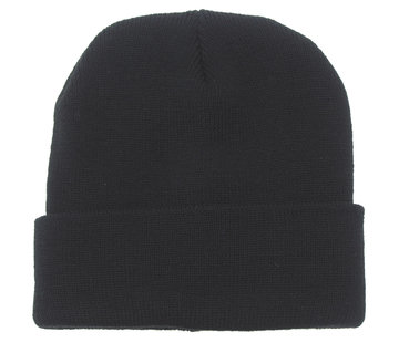 MFH Chapeau tricoté noir en 100% laine