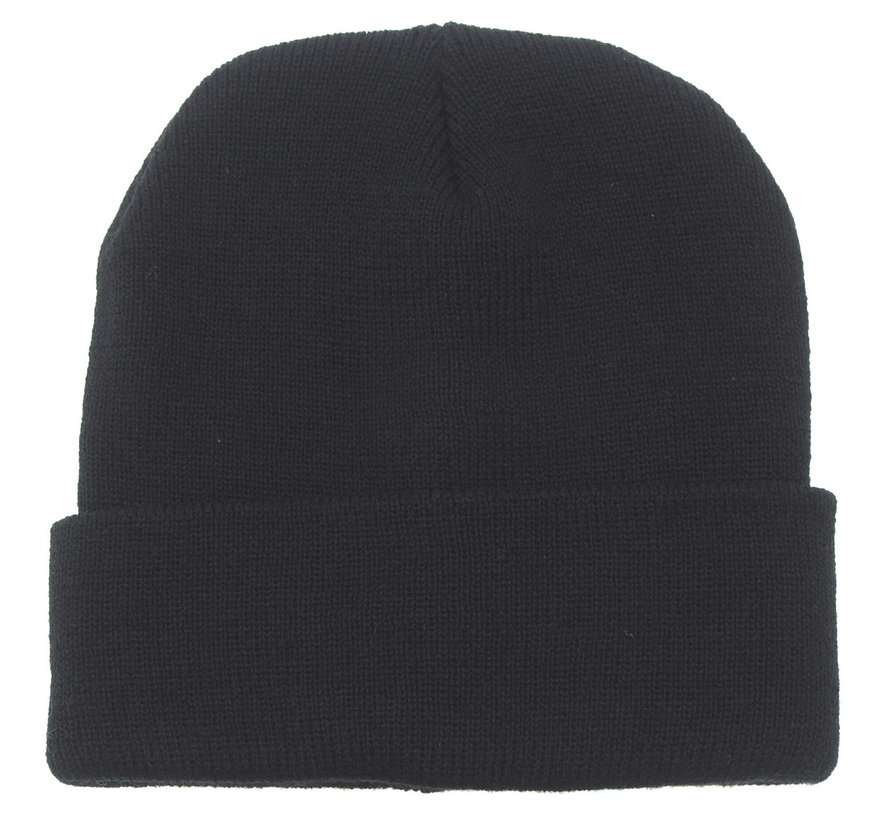 Chapeau tricoté noir en 100% laine