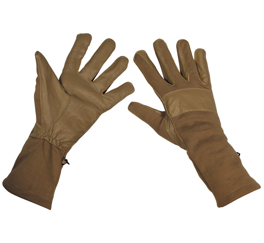 MFH - Gants de combat BW  -  coyote  -  manchette longue  -  Garniture en cuir