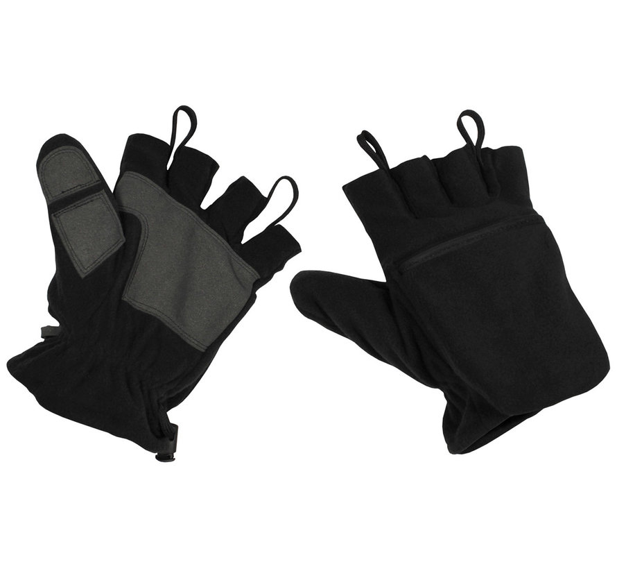 MFH - Fleece-Faust-Fingerhandschuhe -  schwarz -  mit Ausziehschlaufen