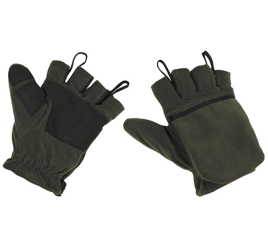 MFH - Fleece-Faust-Fingerhandschuhe -  oliv -  mit Ausziehschlaufen