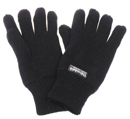 MFH Schwarze Strickhandschuhe mit extra warmer 3M™ Thinsulate™ Isolierung