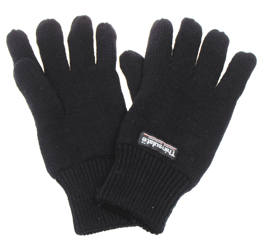Gants tricotés noirs avec isolation 3M™ Thinsulate™ extra chaude.