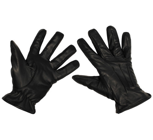 MFH Snijbestendige zwarte leren  "Safety"  handschoenen
