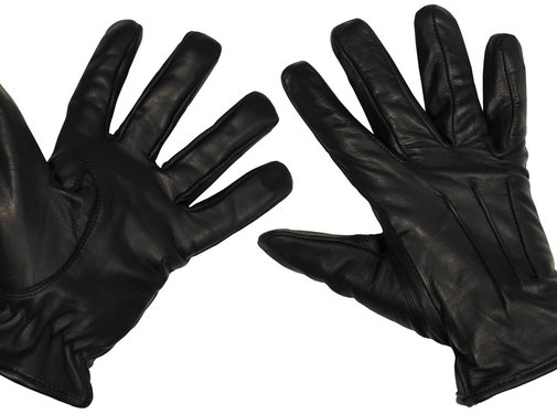 MFH Snijbestendige zwarte leren  "Safety"  handschoenen