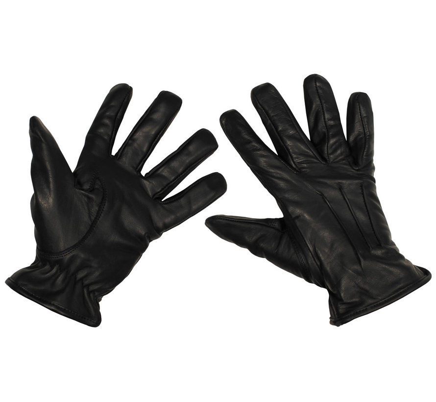 Snijbestendige zwarte leren  "Safety"  handschoenen