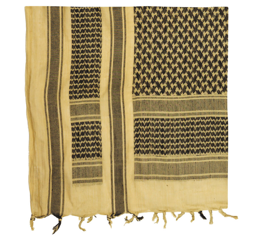 MFH - Écharpe "Shemagh" -  avec franges -  sable-noir -  env. 115 x 110 cm