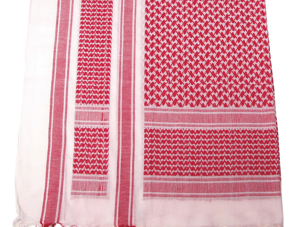 MFH MFH - Écharpe "Shemagh" -  avec franges -  rouge-blanc -  env. 115 x 110 cm