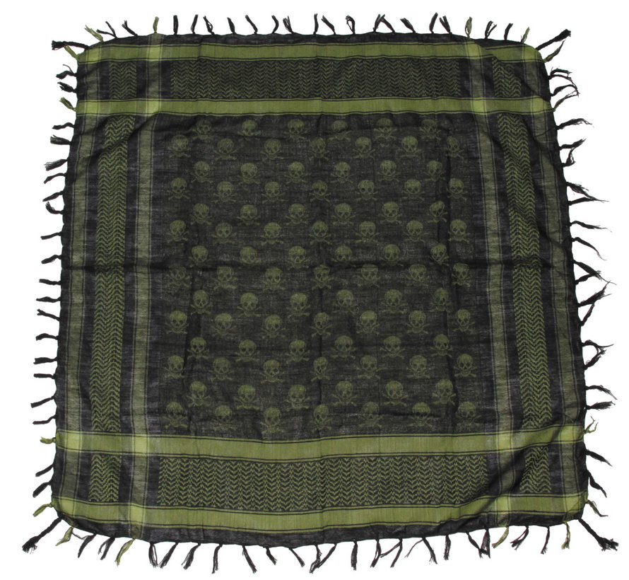 MFH - Écharpe "Shemagh" - avec franges - vert-noir - crâne