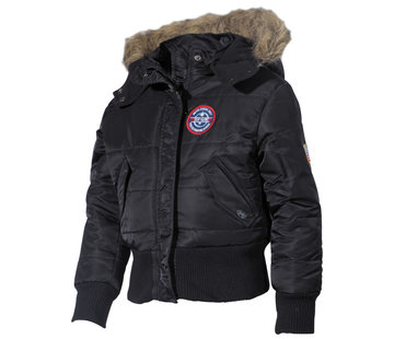 MFH MFH - Veste polaire pour enfants des États-Unis  -  N2B (En)  -  Noir  -  Capuchon avec le collier de fourrure