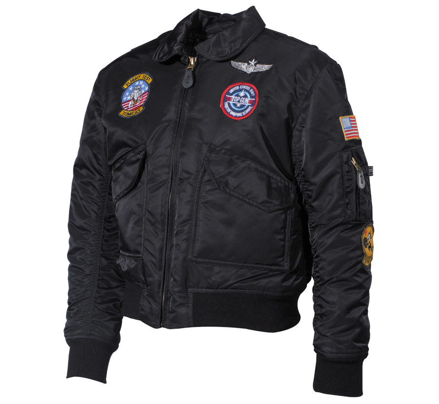 MFH - Veste pilote pour enfants des États-Unis  -  Cwu  -  Noir  -  avec badge d’aviateur