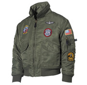 MFH MFH - US Kinder-Pilotenjacke -  CWU -  oliv -  mit Fliegerabzeichen