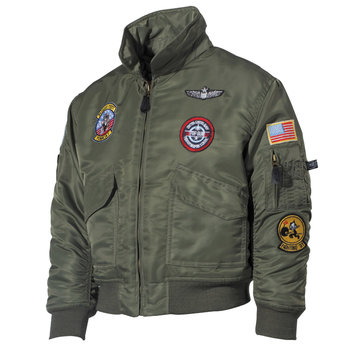 MFH MFH - US Kinder-Pilotenjacke -  CWU -  oliv -  mit Fliegerabzeichen