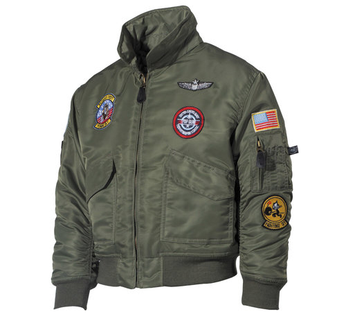 MFH MFH - US Kinder-Pilotenjacke -  CWU -  oliv -  mit Fliegerabzeichen