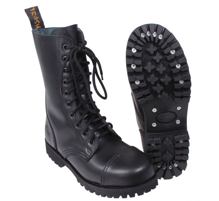 Pure Trash - Bottes  -  10 trous  -  "Pure Trash"  -  Noir  -  Capuchon en acier  -  Vis