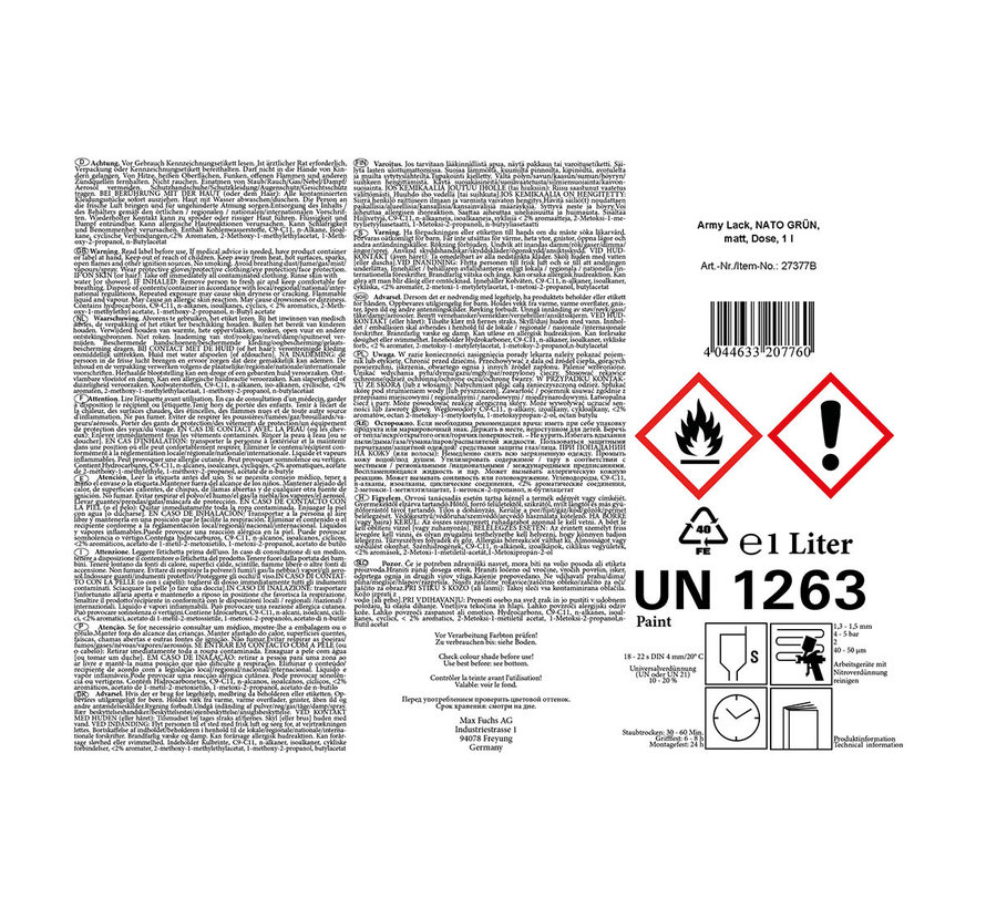 MFH - Army Lack - NATO GRÜN - matt - Dose - 1 l
