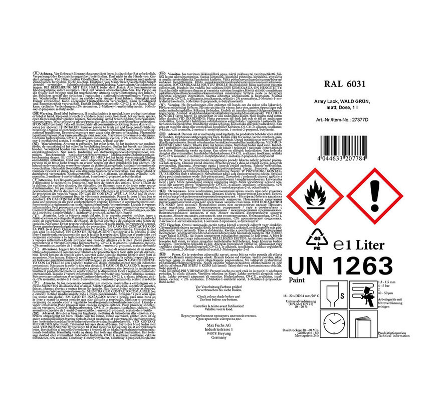 MFH - Army Lack - WALD GRÜN - matt - Dose - 1 l