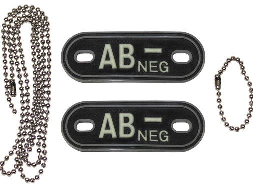 MFH MFH - Bloedgroep markers  -  met kettingen  -  fosforescerende esceren  -  "AB NEG"  -  3 D