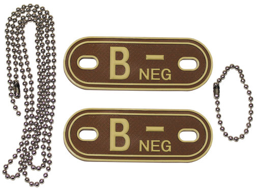 MFH MFH - Bloedgroep markers - met kettingen - Woestijn - "B NEG" - 3d