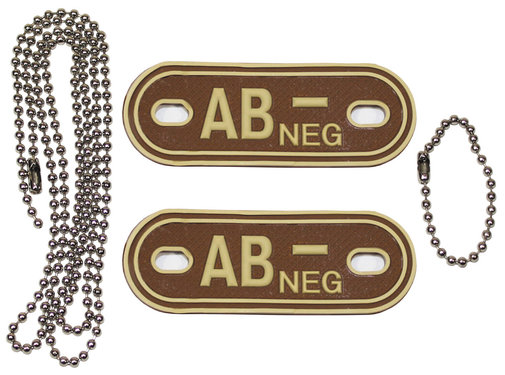 MFH MFH - Bloedgroep markers  -  met kettingen  -  Woestijn  -  "AB NEG"  -  3 D
