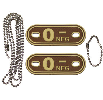 MFH MFH - Blutgruppenmarken - mit Ketten - desert - "O NEG" - 3D