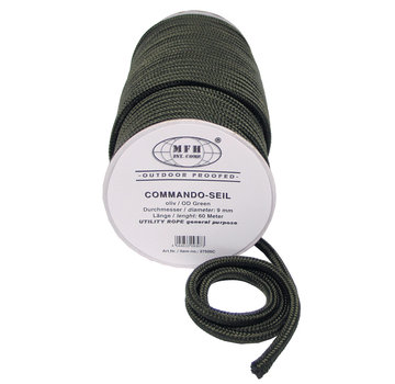 MFH Seil 9 mm Dicke und 60 m Länge in der Farbe OD green || Olive