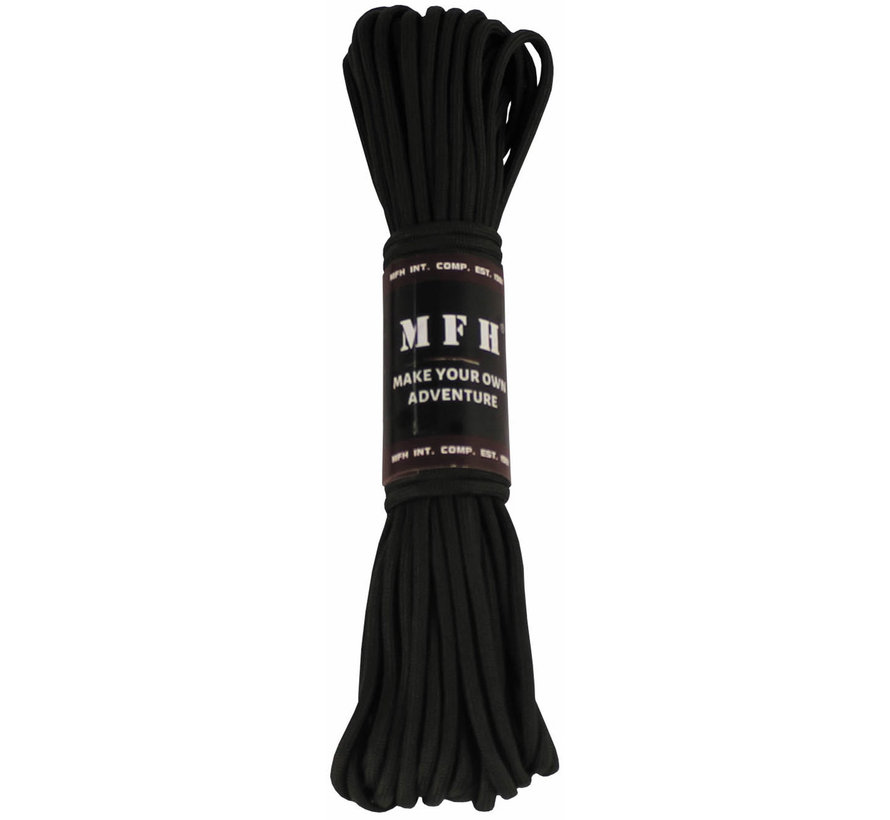 MFH - corde de parachute -  noir -  50 FT -  nylon