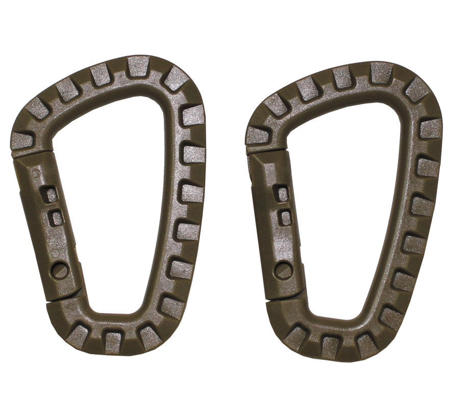 MFH - Carabiner  -  Plastic  -  coyote tan  -  D 7 mm x 8  -  5 cm  -  2-pack