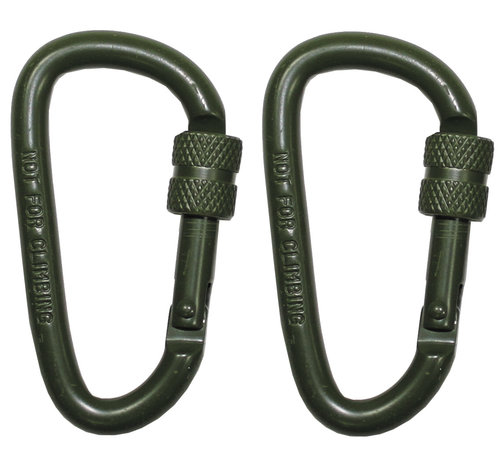 MFH MFH - Carabiner  -  schroefslot  -  D 6 mm x 6 cm  -  2-pack  -  OD groen