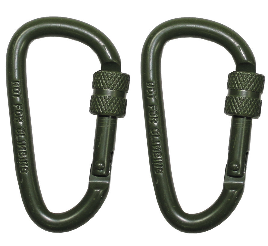 MFH - Carabiner  -  schroefslot  -  D 6 mm x 6 cm  -  2-pack  -  OD groen