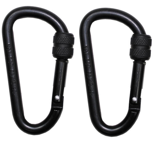 MFH MFH - Carabiner  -  schroefslot  -  D 8 mm x 8 cm  -  2-pack  -  Zwarte