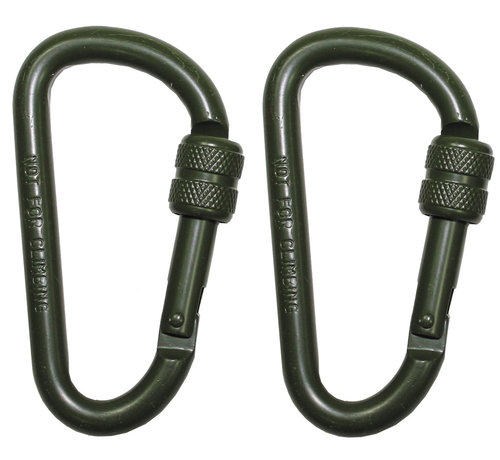 MFH MFH - Carabiner  -  schroefslot  -  D 8 mm x 8 cm  -  2-pack  -  OD groen