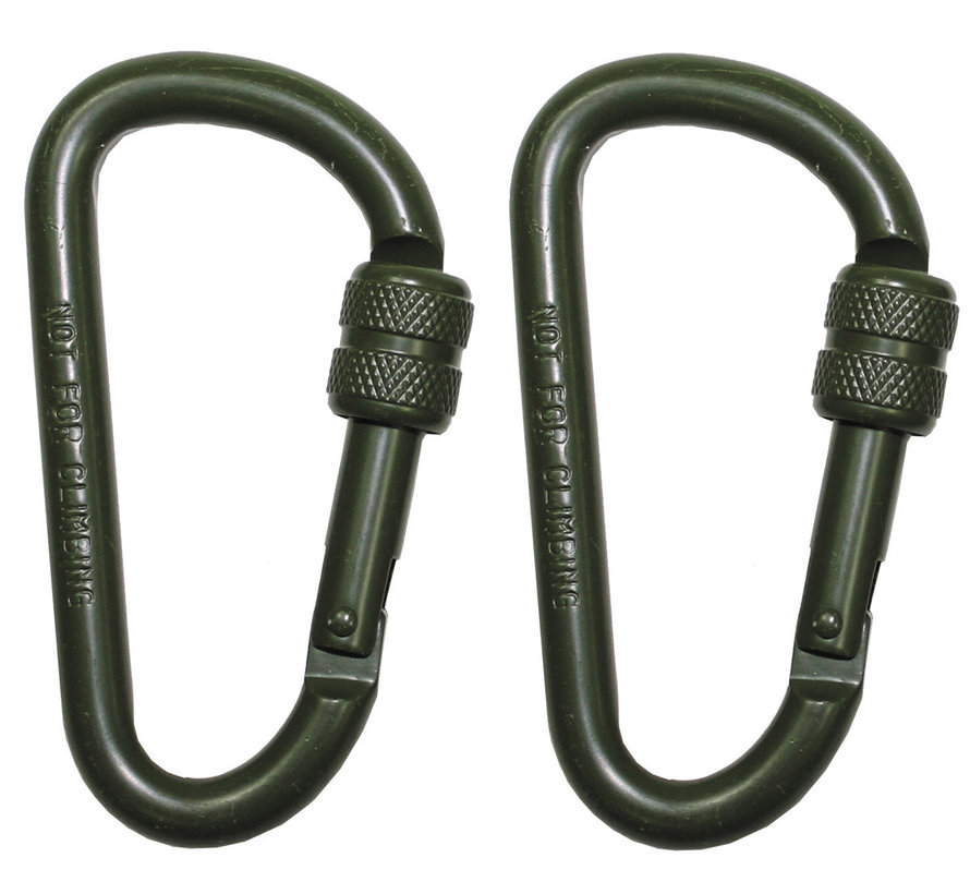 MFH - Carabiner  -  schroefslot  -  D 8 mm x 8 cm  -  2-pack  -  OD groen