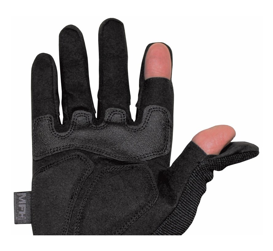 Gants tactiques noirs « Attack » avec bracelet réglable par Velcro.